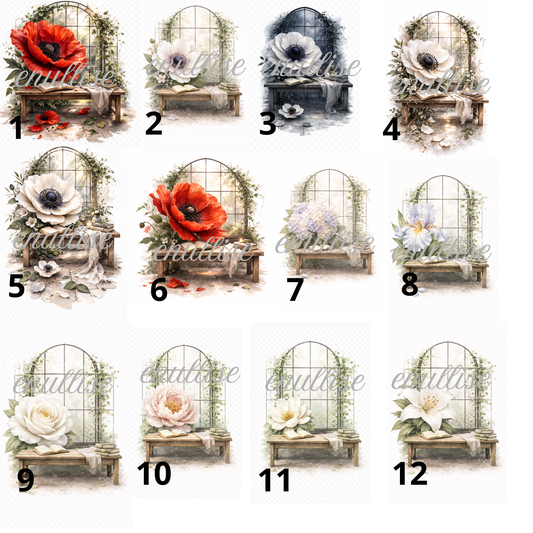 bancs et fleurs