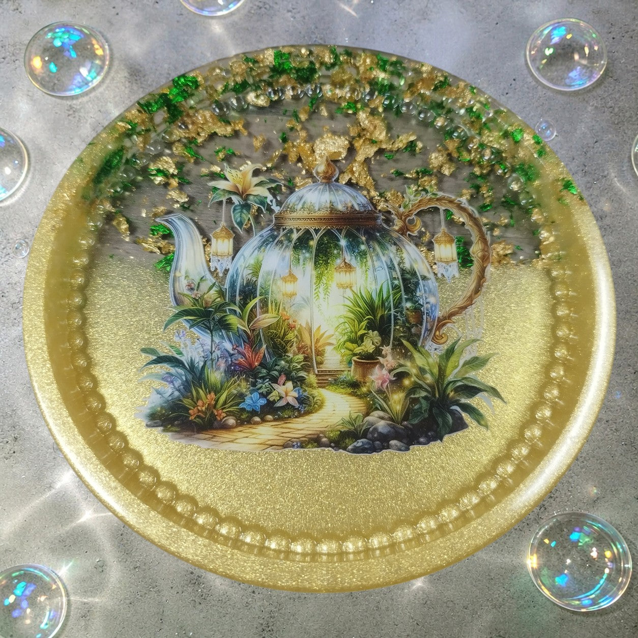 petit plateau rond bulles